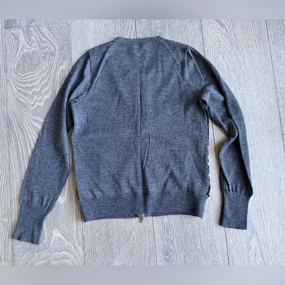 J. Crew Merino Wool Crochet Front Zip Up Cardigan